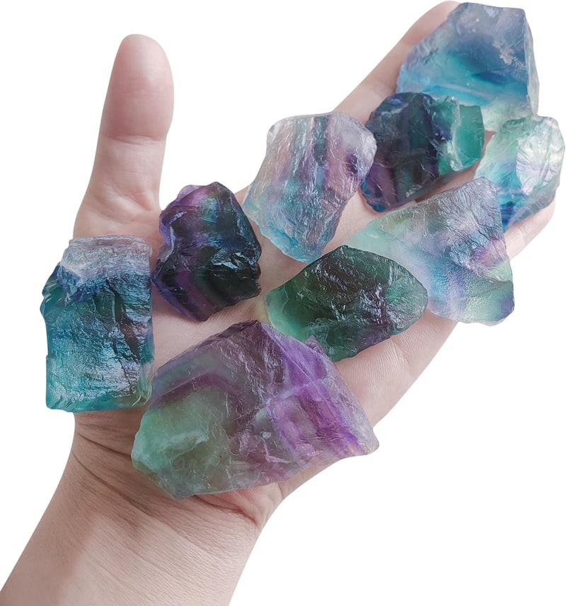 Luckeeper 2 lb Rough Crystals Bulk Raw Rainbow Fluorite Healing Stones for Tumbling, Wire Wrapping, Wicca Reiki,Meditation - Image 1